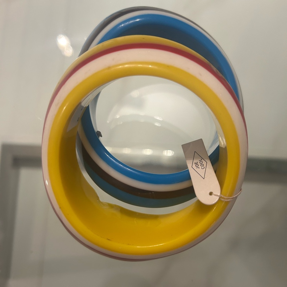 Colorful Resin Bangle Set - Yellow, Blue, White, Pink, Brown